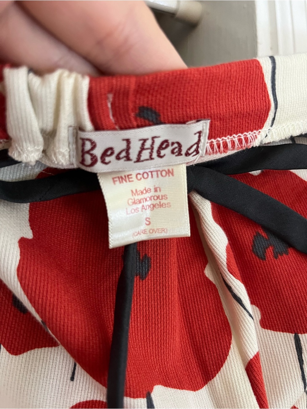 Bed Head Red Poppy Print Pajama Set S Cotton USA - Picture 5 of 6